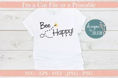 Bee Happy SVG, DXF, PNG Product Image 1