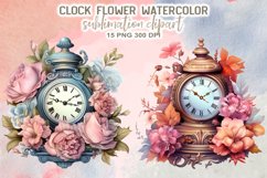 Clock Flower Watercolor Sublimation Clipart Product Image 6