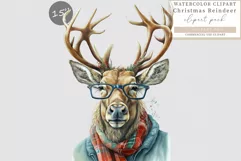 Reindeer clipart, Watercolor clipart, Christmas clipart, Product Image 1