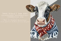 Cow clipart, Christmas clipart, Winter sublimation Product Image 2