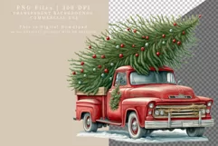 Red truck clipart, Christmas tree clipart, Christmas clipart Product Image 2
