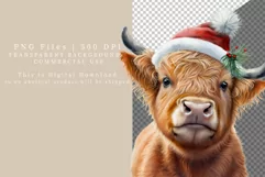 Highland calf clipart, Winter clipart, Christmas sublimation Product Image 2