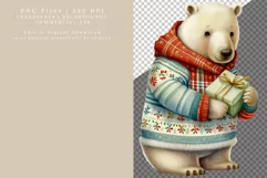 Christmas clipart, Polar bear clipart, Watercolor clipart Product Image 2