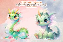 Cute Baby Dragon Watercolor Sublimation Clipart Product Image 6