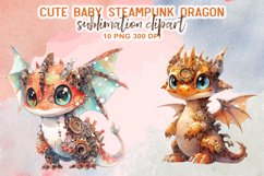 Cute Baby Dragon Watercolor Sublimation Clipart Product Image 6