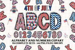 4th July Alphabet png clipart, independence letters doodle Product Image 1
