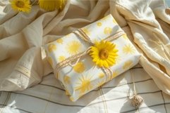 Sunflower themed gift wrapped on textured fabric Product Image 1