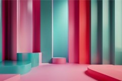 Vibrant 3d rendering of multicolored geometric shapes with c Product Image 1