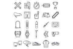 Cycling equipment kit icons set, outline style Product Image 1