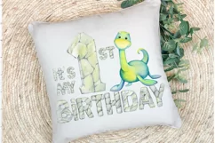 1st. Birthday dinosaur PNG. First Birthday Dino watercolour. Product Image 5