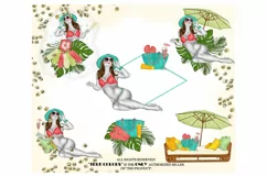 Summer Time ClipArt Tropical Woman Fashion Illustration Product Image 3