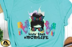 Mom Sublimation Mothers day PNG MOM life Messy Bun polka dot Product Image 6