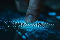 Person pressing finger on digital fingerprint scanner for se Product Image 1