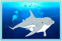 Dolphin Mother and Baby | Nautical Marine Life SVG Product Image 3