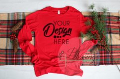 Christmas Long Sleeve Tshirt Mockup Red Bella Canvas 3501 Product Image 1