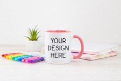 Mug Mockup 11 Oz Blank White Coffee Cup Pink Handle Product Image 1