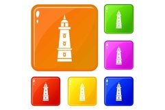 Sea beacon icons set vector color Product Image 1