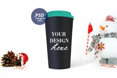 Christmas travel mug mockup, Full wrap mockup Glitter mockup Product Image 3