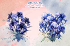 Dark Blue Iris Watercolor Sublimation Clipart Product Image 6
