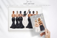Black Wedding Clipart, Black Bridesmaids Clipart Product Image 6
