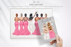 French Pink Wedding Clipart, Pink Bridesmaids Clipart Product Image 6