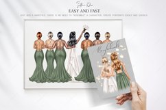 Pale Grass Wedding Clipart, Green Bridesmaids Product Image 6