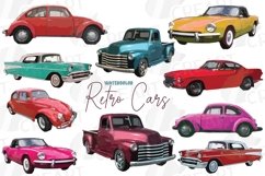 Vintage cars decor clip art. Watercolor classic cars nursery Product Image 1