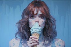 Melancholic woman with melting ice cream Product Image 1
