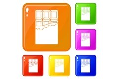 Chocolate icons set vector color Product Image 1