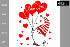Valentine gnome I love you svg heart, Valentines day cutfile Product Image 2