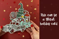 3D Christmas truck svg Papercut Mandala 3d Winter New year Product Image 3