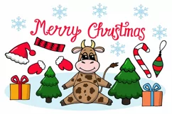 Christmas clipart , Christmas cow, Svg Cut Files Product Image 3