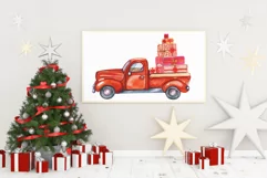 Red Truck Christmas. Christmas Watercolor. Christmas Card Product Image 5