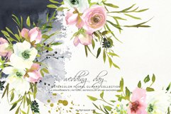 Watercolor Blush and White Florals Clipart Seamless Pattern Product Image 2