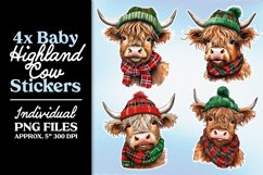 Baby Highland Cows PNG Christmas Stickers Product Image 3