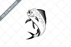 Mahi-mahi or Common Dolphinfish Jumping Up High Retro SVG Product Image 1