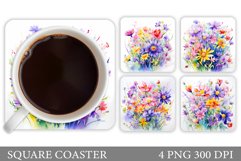 Flowers Coaster Sublimation. Wildflowers Coaster Design Product Image 1