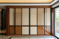 Modern empty wardrobe closet with sliding doors in luxury ap Product Image 1