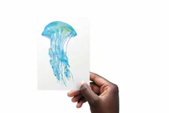 Jellyfish watercolor design, colorful sea jelly wall decor. Product Image 4