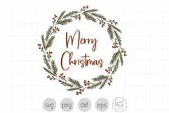 Merry Christmas Wreath SVG, Holiday Wreath SVG Product Image 1