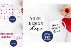 Coffee Mug & Rounded Square Plate Mockup Valentine's Day PSD Product Image 1