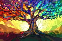 Vibrant Tree Colorful Stained Glass Background Wallpaper Product Image 1