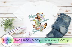Hope Is An Anchor Sublimation Design | Anchor With Flowers Product Image 1