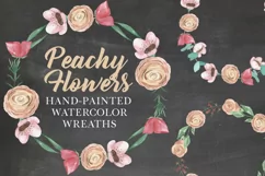 Floral 6 Wreaths Peachy Watercolors Foliage Pastel Product Image 1