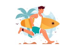 Man Rushed to Surfing-vector illustration Product Image 1