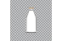 Realistic Transparent Glass Bottle with a Milk. Product Image 1