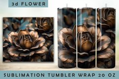 3d Gold Roses Sublimation | 3D flowers Tumbler wrap Product Image 1
