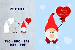 Gnome valentine svg with heart balloon. Be my valentine Product Image 1