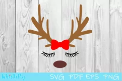 Reindeer Face SVG Reindeer Eyes SVG Reindeer Eyelash SVG Product Image 2