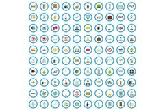 100 inn icons set, flat style Product Image 1
